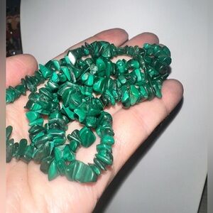 Genuine Malachite Chip Necklace – approx 27” Natural Green Gemstone Strand